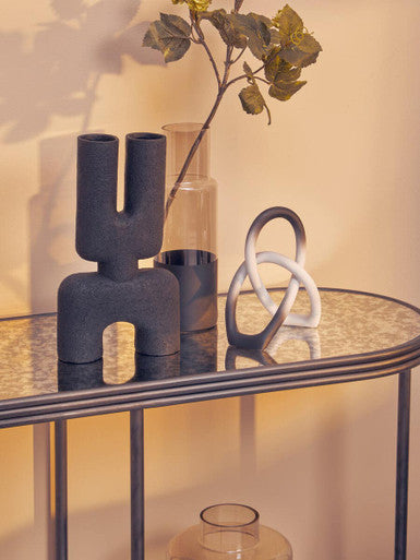 Black Wooden Top Rectangular Console Table with Metal Frame | Xania