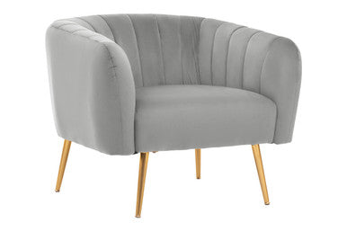 Larissa Grey Velvet Accent Chair with Channel Tufting