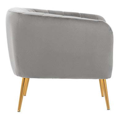 Larissa Grey Velvet Accent Chair with Channel Tufting