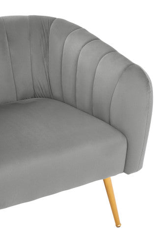 Larissa Grey Velvet Channel Tufted Accent Chair