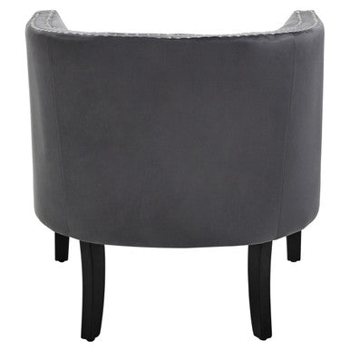 Grey Velvet Studded Chair | Larissa