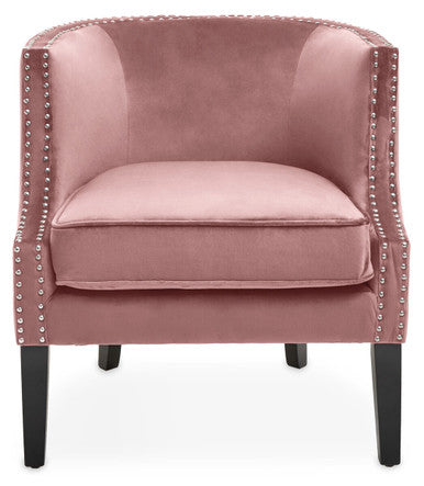 Pink Velvet Studded Chair | Larissa
