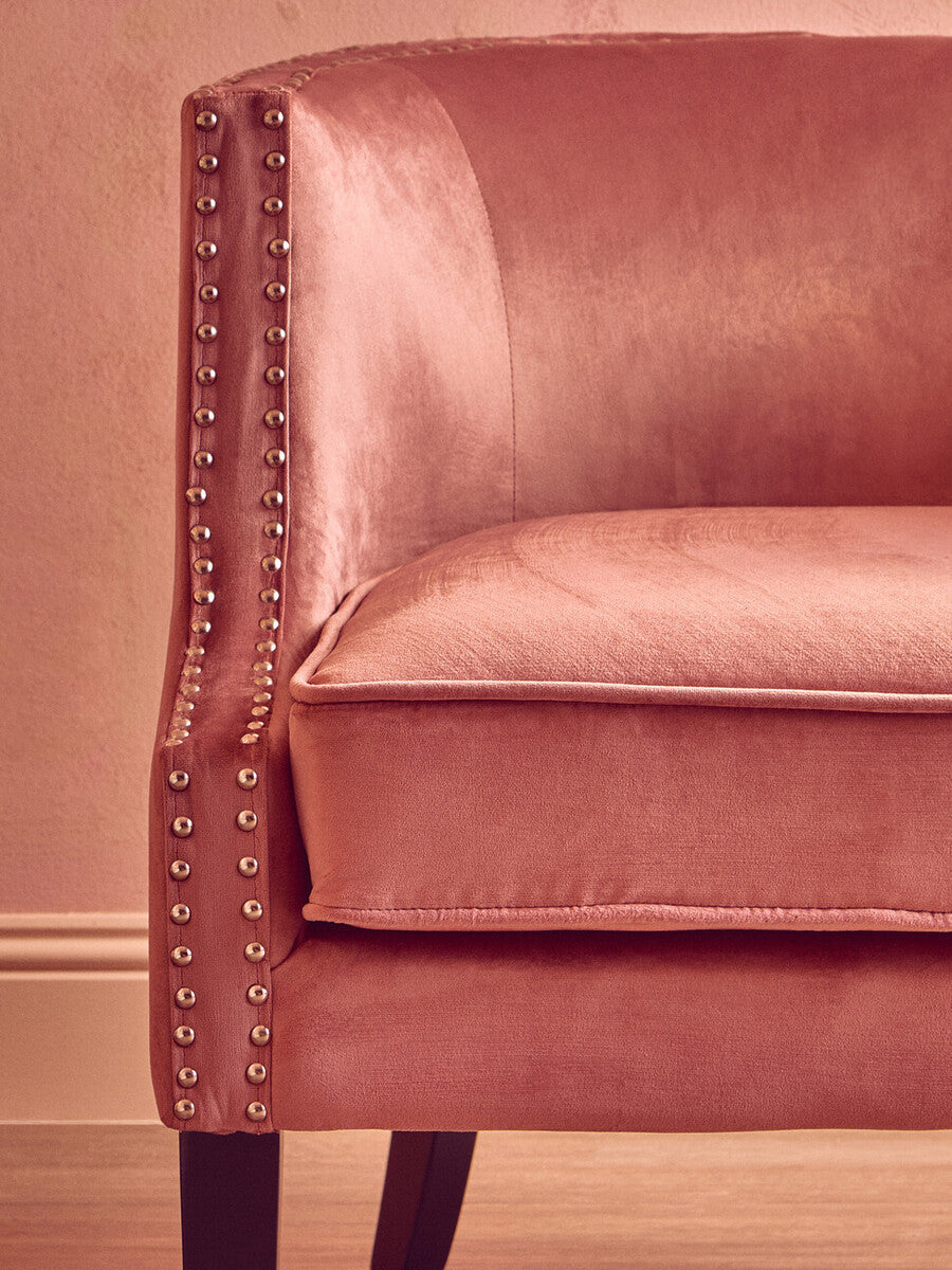 Pink Velvet Studded Chair | Larissa