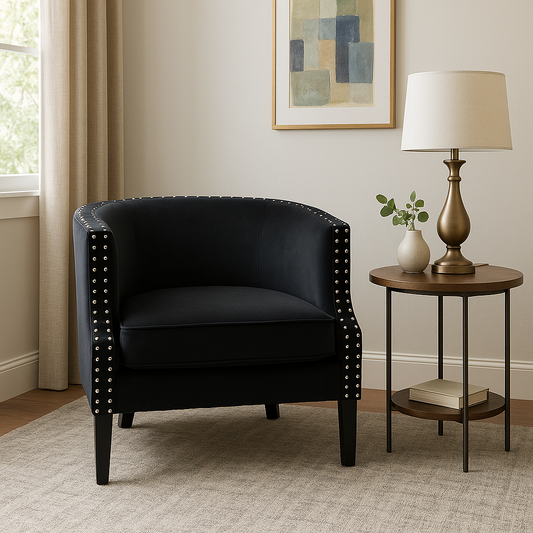 Larissa Black Velvet Studded Chair