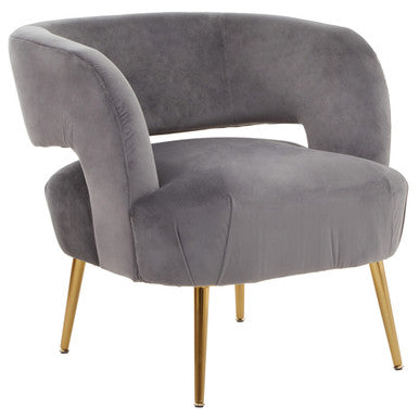 Larissa Grey Velvet Curved Accent Chair