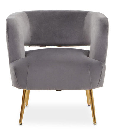 Larissa Grey Velvet Curved Accent Chair