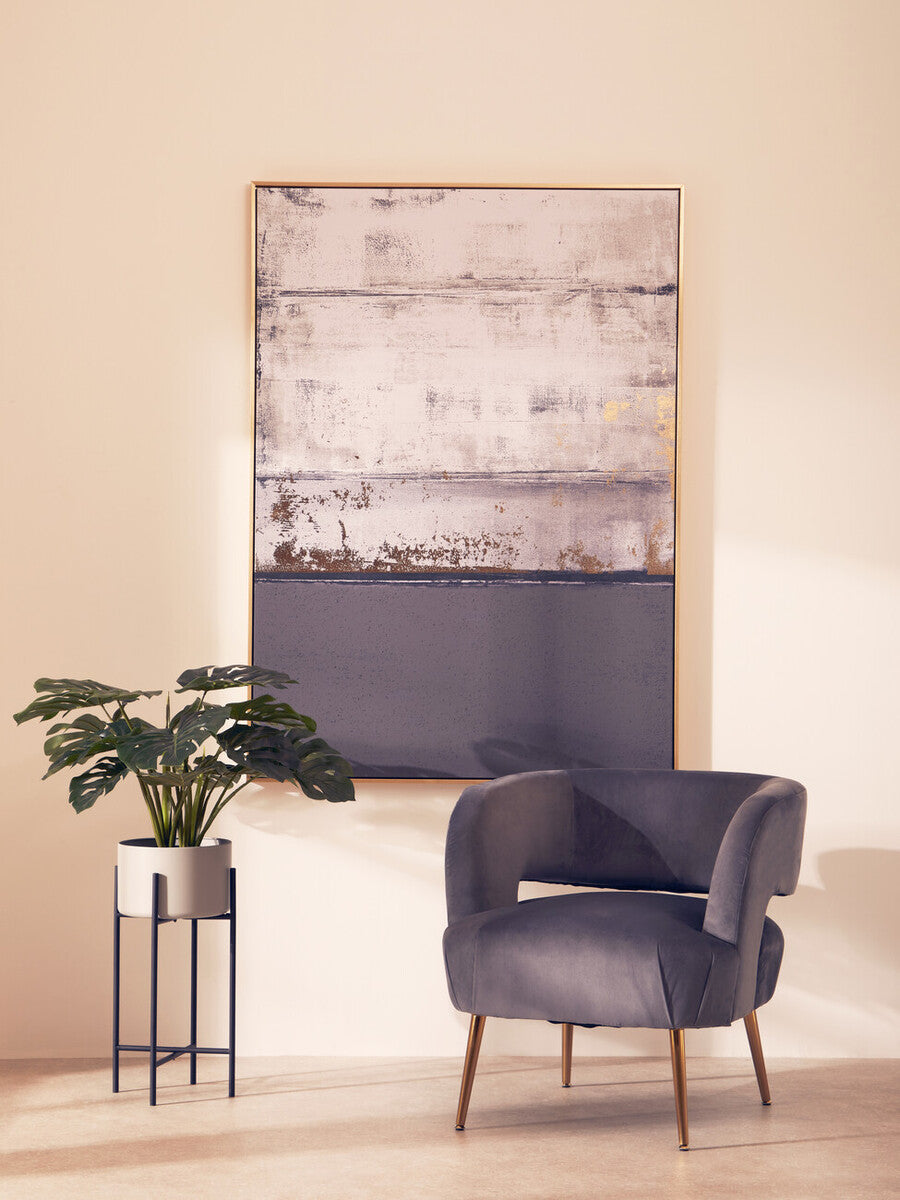 Larissa Grey Velvet Curved Accent Chair