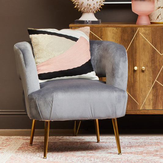 Larissa Grey Velvet Curved Accent Chair