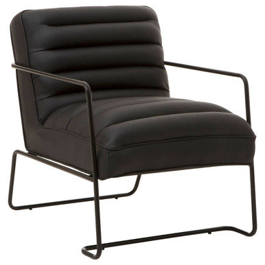 New Foundry Black Leather Effect Chair with Black Metal Frame