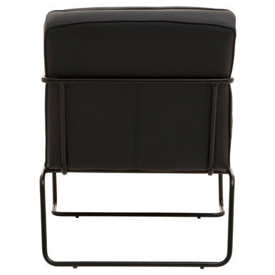 New Foundry Black Leather Effect Chair with Black Metal Frame