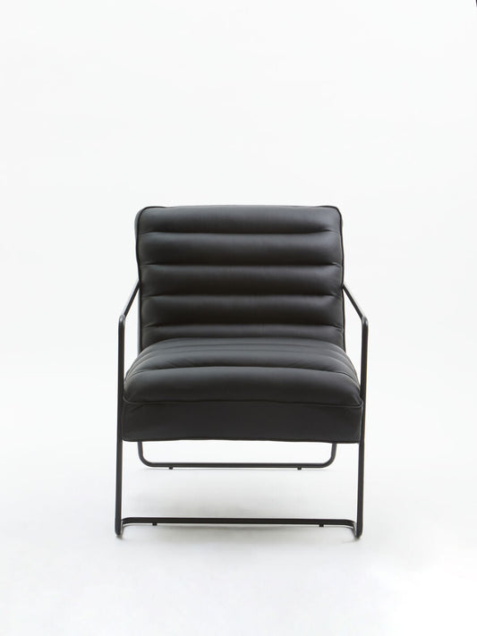 New Foundry Black leather Effect and Metal Frame Chair
