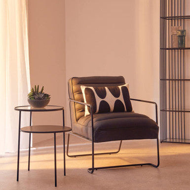 New Foundry Black leather Effect and Metal Frame Chair