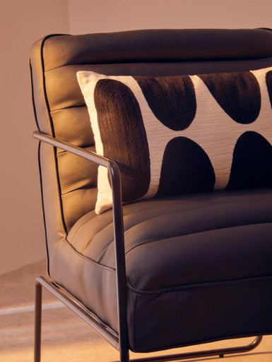 New Foundry Black Leather Effect Chair with Black Metal Frame