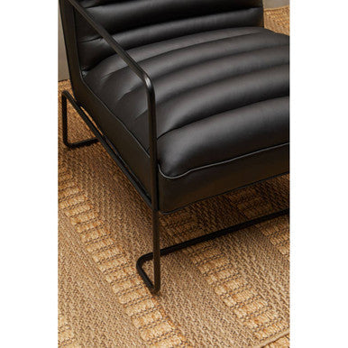 New Foundry Black Leather Effect Chair with Black Metal Frame