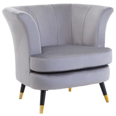 Loretta Grey Velvet Curved Accent Chair
