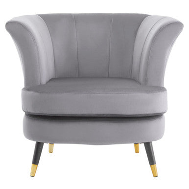 Loretta Grey Velvet Curved Accent Chair