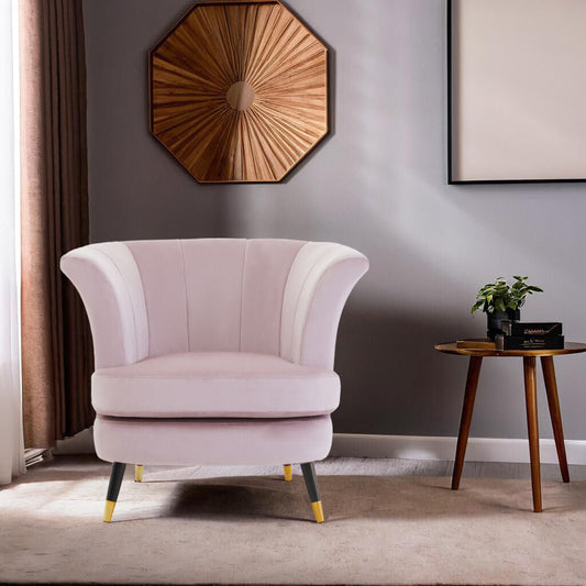 Loretta Dusky Pink Velvet Curved Accent Chair