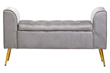 Loretta Grey Velvet Ottoman Storage Bench