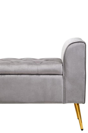 Loretta Grey Velvet Ottoman Storage Bench