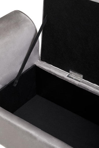 Loretta Grey Velvet Ottoman Storage Bench