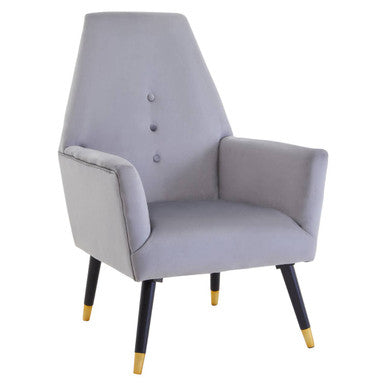Loretta Grey Velvet Chair with Button Tufting