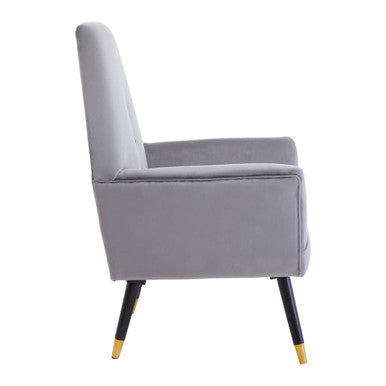 Loretta Grey Velvet Chair with Button Tufting