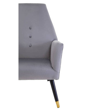 Loretta Grey Velvet Chair with Button Tufting