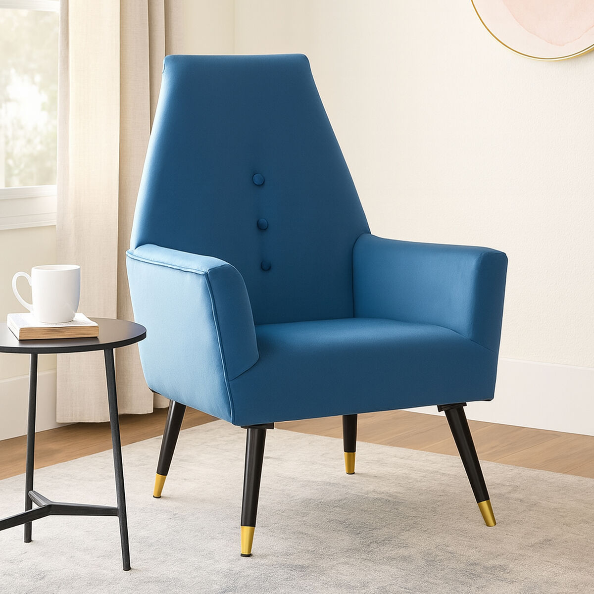 Loretta Midnight Blue Velvet Chair with Button Detail