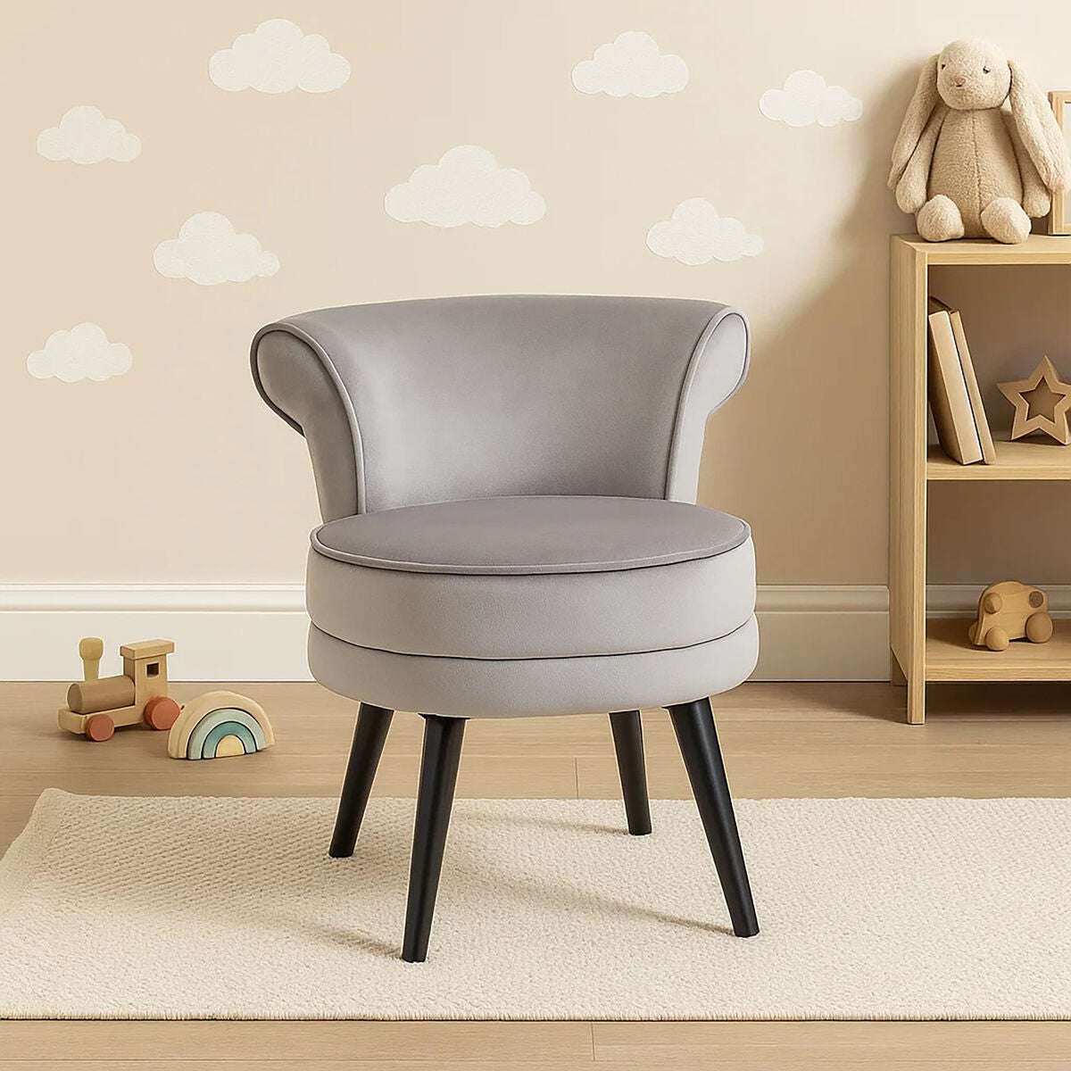 Kids Loretta Grey Velvet Chair