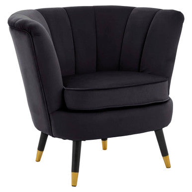 Loretta Black Velvet Shell Accent Chair