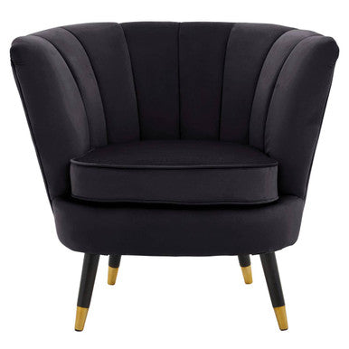 Loretta Black Velvet Shell Accent Chair
