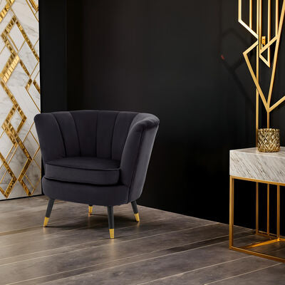 Loretta Black Velvet Shell Accent Chair