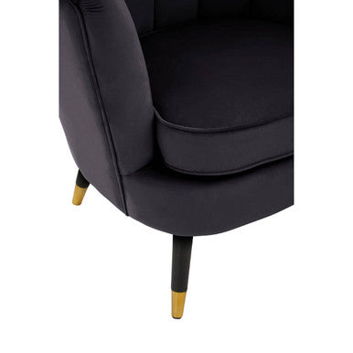 Loretta Black Velvet Shell Accent Chair
