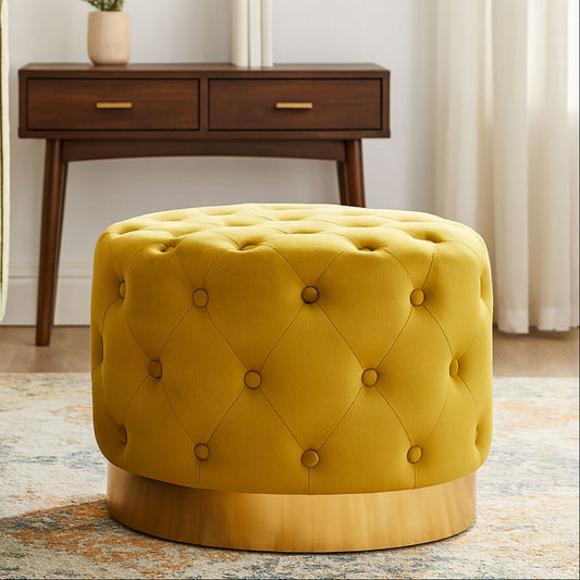 Loretta Pistachio Velvet Stool With Matte Gold Finish Base