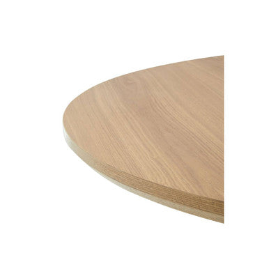 Salford Wood Veneer Round Dining Table With Black Metal Legs
