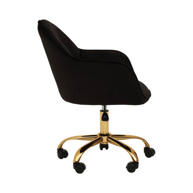 Brent Black Velvet And Gold Base Home Office Chair