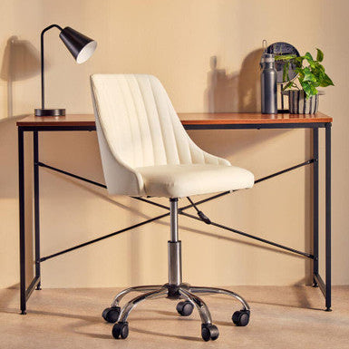 Brent Off White Leather Effect Home Office Chair