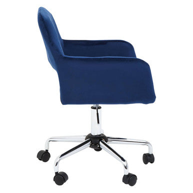 Navy Velvet and Chrome Base Home Office Chair | Brent