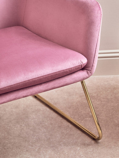 Xander Pink Velvet Bushed Gold Armchair