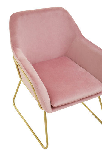 Xander Pink Velvet Bushed Gold Armchair