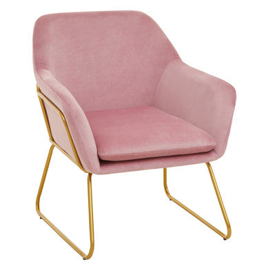Xander Pink Velvet And Powder Gold Frame Armchair