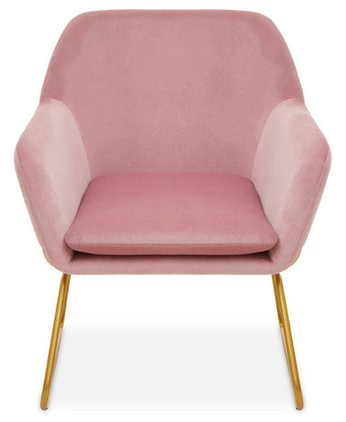 Xander Pink Velvet Modern Accent Chair with Gold Frame