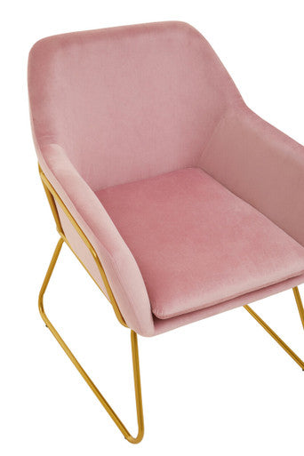 Xander Pink Velvet And Powder Gold Frame Armchair