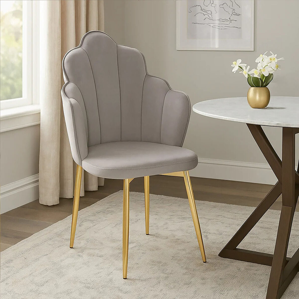 Grey Velvet Dining Chair | Tian