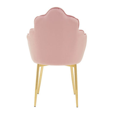 Tian Pink Velvet Dining Chair With Gold Metal Legs