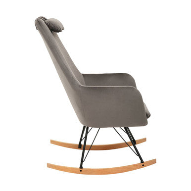 Stockholm Grey Velvet Rocking Chair