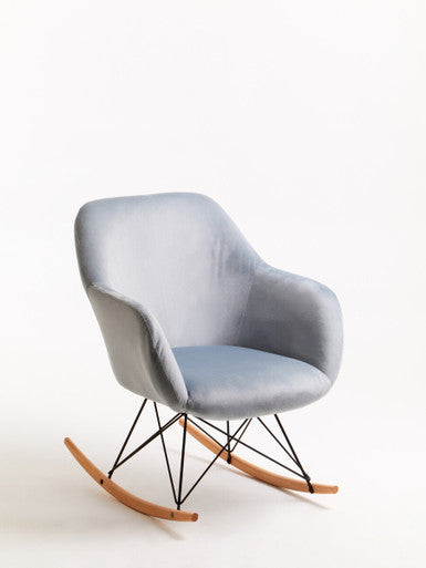 Stockholm Small Blue Velvet Rocking Chair