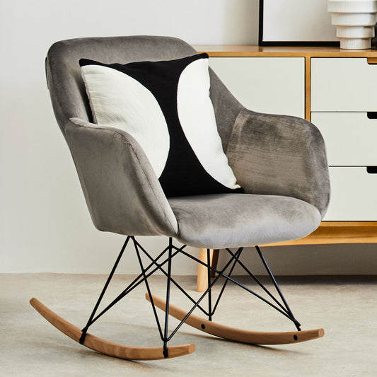 Stockholm Small Grey Velvet Rocking Chair