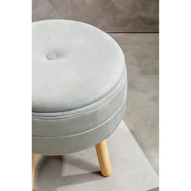 Ivy Grey Velvet Stool