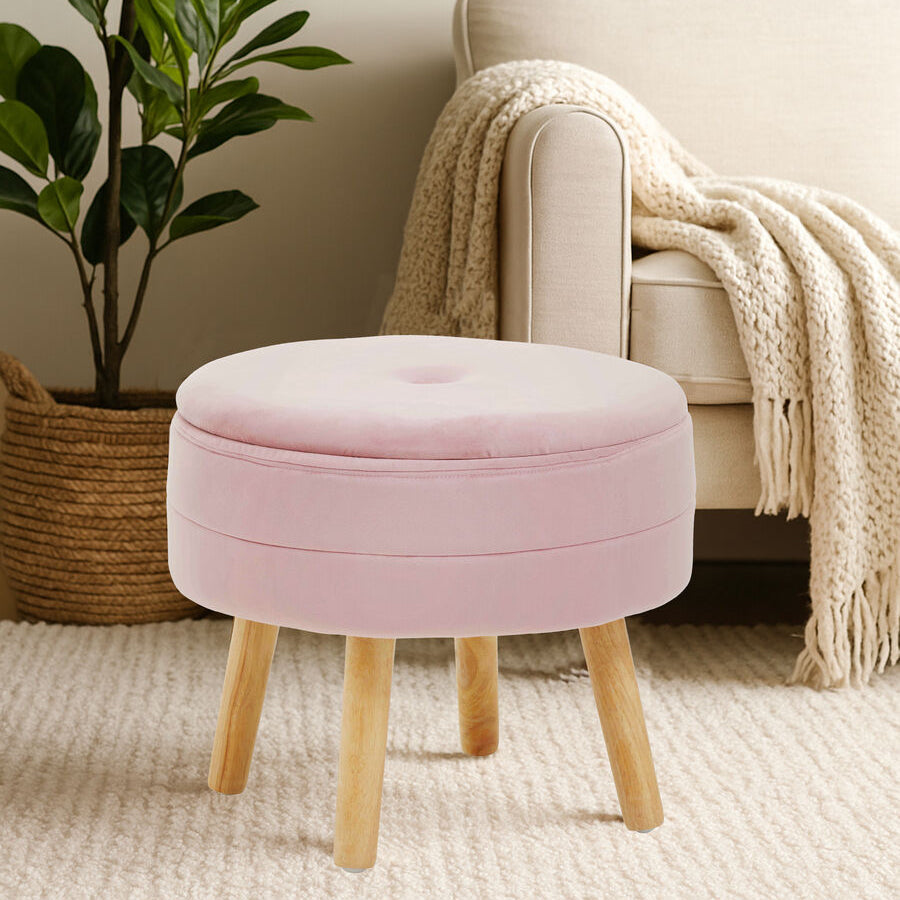 Pink Velvet Stool | Ivy